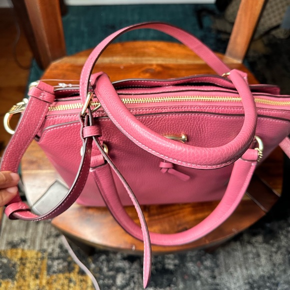 Coach Pebbled Leather Satchel Bag Purse in Rouge Mauve Pink with Gold Hardware - Picture 15 of 16